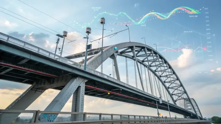 Sensor-enabled bridge representing BeamGrid™ structural health monitoring
