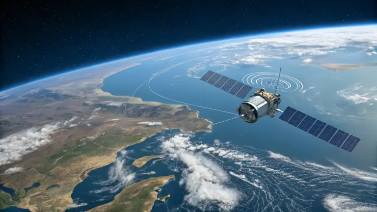 Satellite communications link representing BeamGrid™ non-terrestrial networks