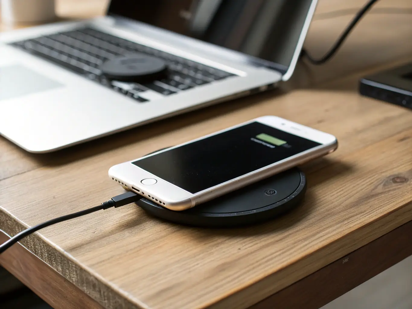 An image depicting BeamGrid's wireless power transmission technology, showing a wireless charging setup with a device being powered wirelessly from a distance.